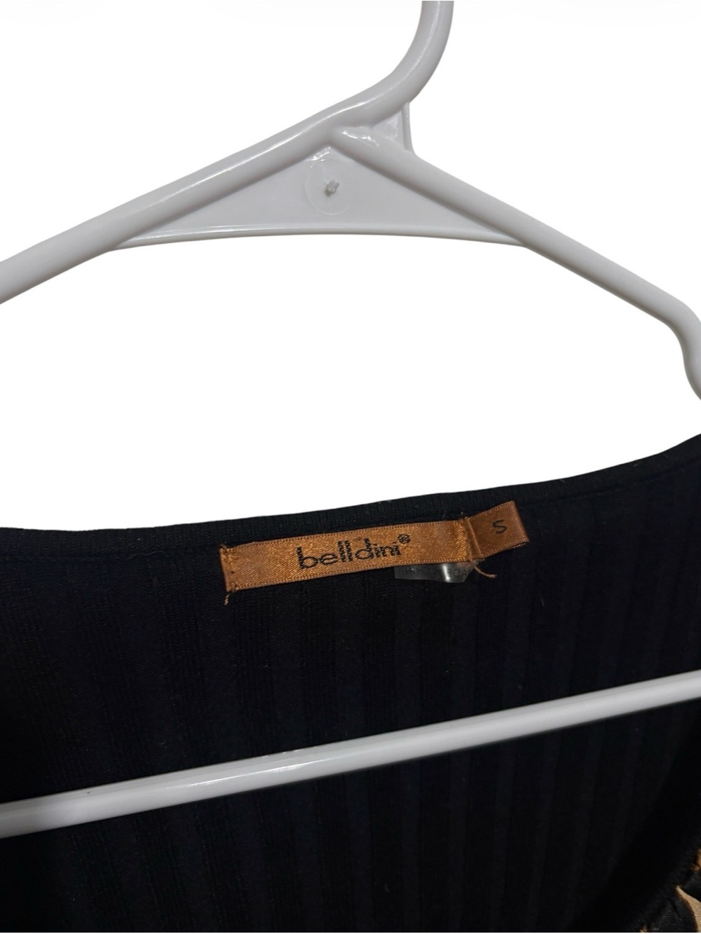 Belldini Black Ribbed Zip Cardigan with Leopard Ruffle Trim - Picture 6 of 6